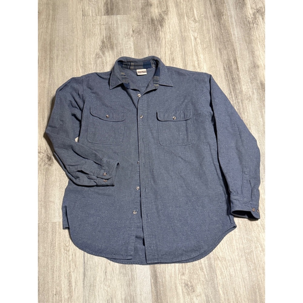 Field‎ & Stream Mens Blue Flannel Shirt Button Up Long Sleeve Plaid Collar